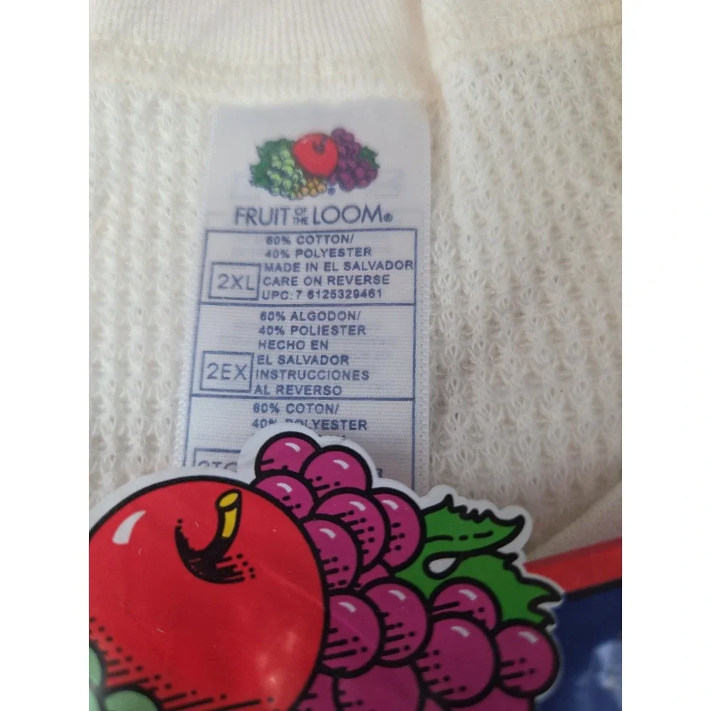 Fruit of the Loom Men's  Thermal Crew Neck Long Sleeve Size 2XL 2003 NOS